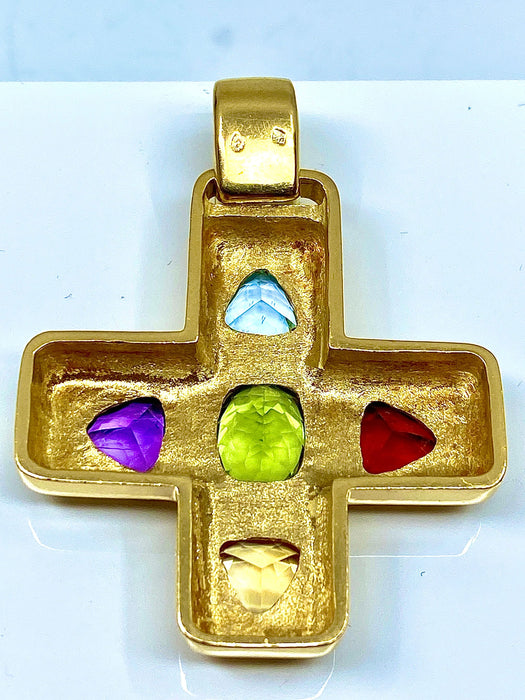 Pendentif Croix en or 18 carats en pierres semi-precieuses 58 Facettes AB165