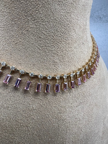 Collier Collier ras du cou en saphir rose et diamant 58 Facettes NECK-462