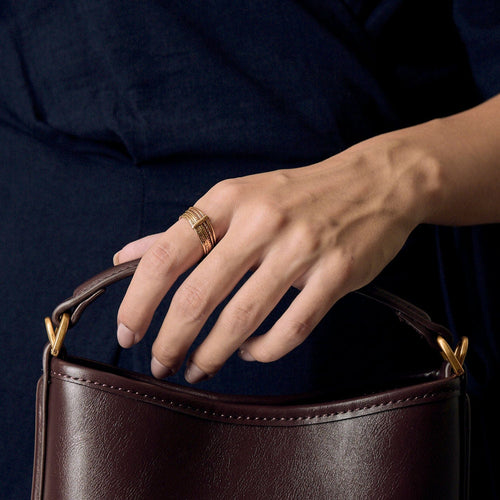 Bague 58.5 Bague semainier vintage en or jaune 58 Facettes