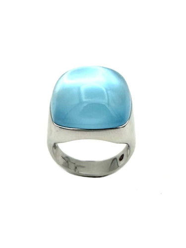 Bague ROBERTO COIN. Bague or blanc 18K et topaze bleue 58 Facettes