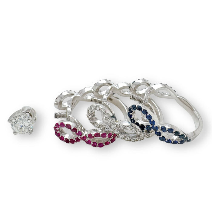 Bague 54 Trio d'Infinité - Bague interchangeable en diamants rubis et saphirs 58 Facettes