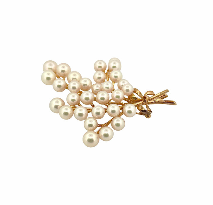 Broche Broche Mikimoto en or jaune et perles 58 Facettes