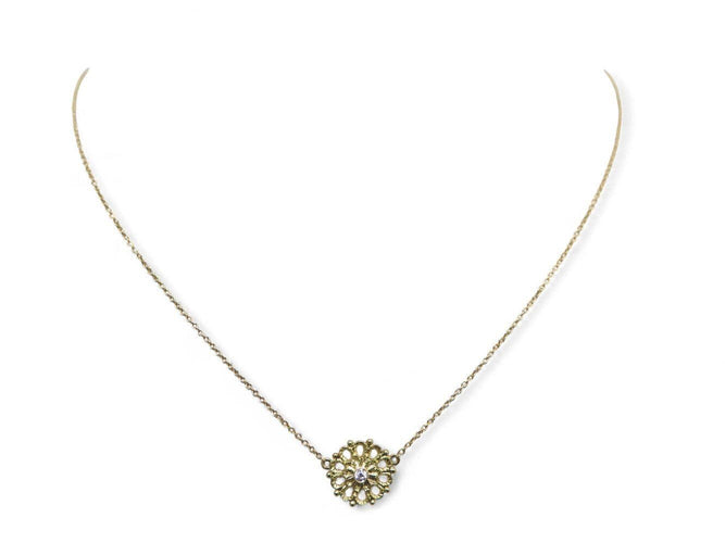 Collier collier ILIAS LALAOUNIS rosette 526005 diamants 0.02ct en or jaune 18k 58 Facettes 270148