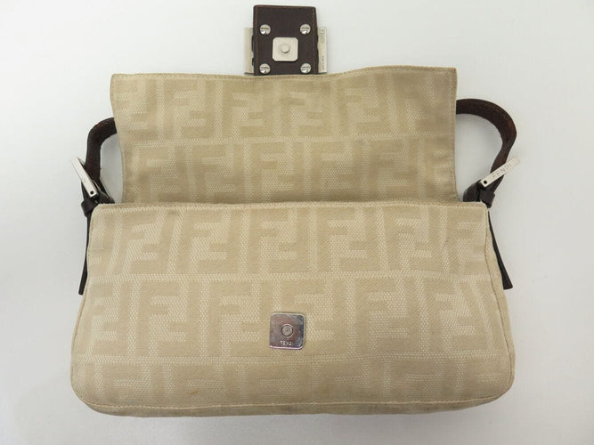 sac a main FENDI baguette en toile jacquard ff zucca beige 26424 hand bag 58 Facettes 270643