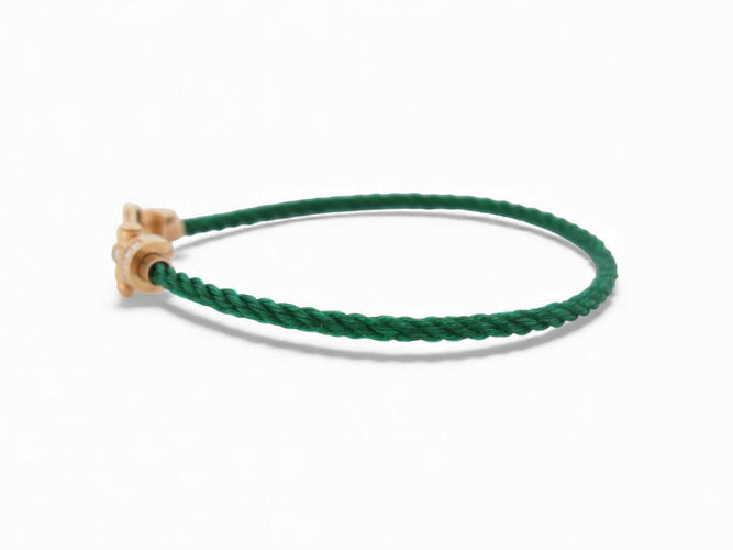 Bracelet bracelet FRED force 10 mm en or rose 18k + cable acier vert 16.5cm 58 Facettes 271014