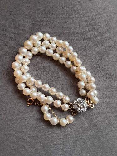 Bracelet Bracelet Art Déco 3 rangs de perles de culture monture en or 18k et diamants 16,5 cm 58 Facettes