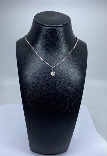 Collier Chaîne et pendentif en or blanc, diamant 0,40 carat 58 Facettes AB633