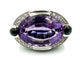 Bague 58 Bague or blanc 18K, améthyste, saphirs et diamants 58 Facettes