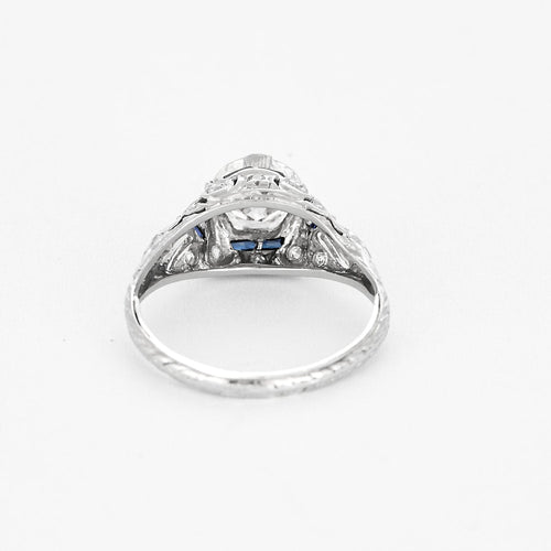 Bague 52,5 Bague Solitaire en platine, diamants, saphirs de synthèse 58 Facettes B250524