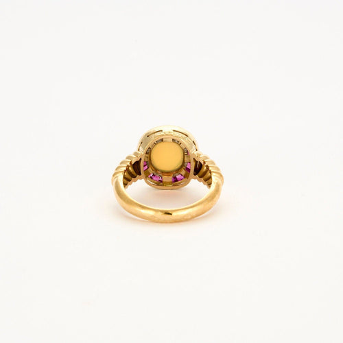Bague 52 Bague opale or jaune et calibrés rubis 58 Facettes