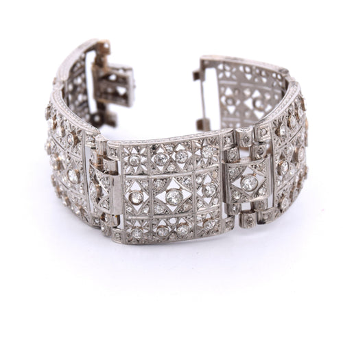 Bracelet Bracelet Antique Deco, en platine avec diamants 58 Facettes