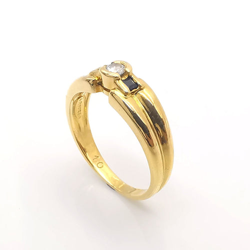 Bague 53 Bague or jaune diamant saphirs 58 Facettes