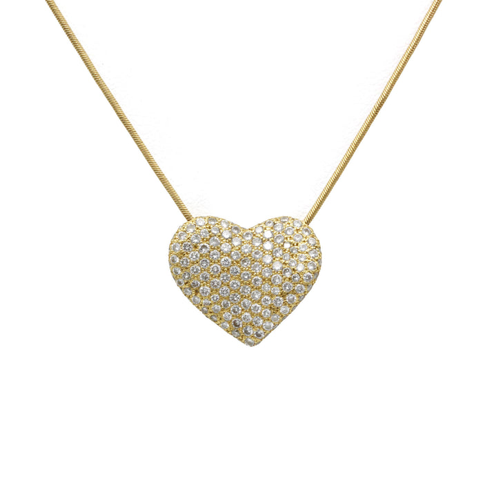 Heart Pendant Necklace - Gold and diamonds