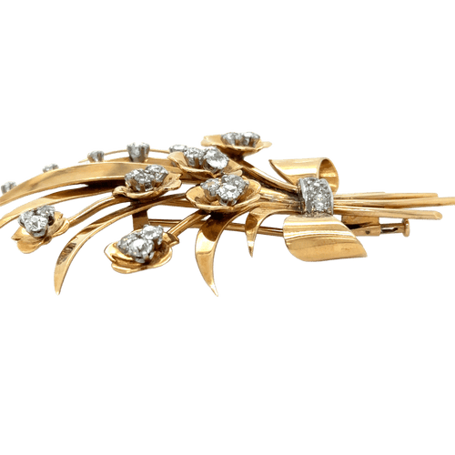 Broche Broche or jaune diamants époque 1940 58 Facettes 1.0000157/1