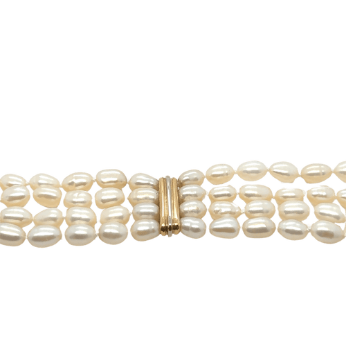 Halskæde i gul og hvidguld - Barok kulturperler