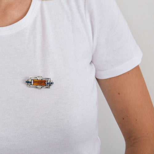 Broche Broche platine et or gris citrine et diamants 58 Facettes GU56