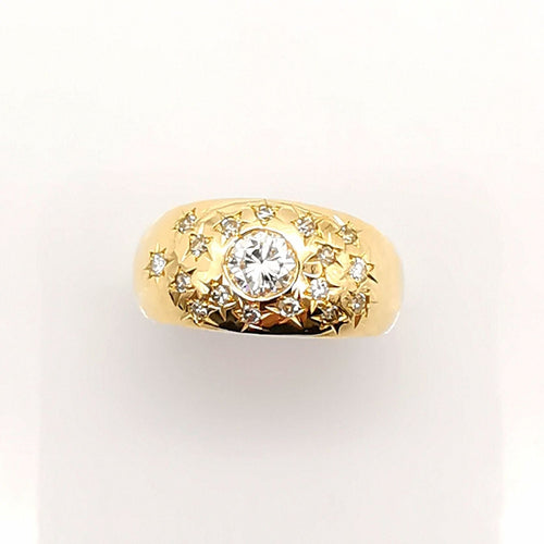 Bague 48 Bague en or jaune diamants 58 Facettes