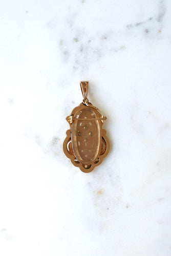Pendentif Médaillon Broche Arabesques Ancien Perles Fines et Diamants Or Rose 58 Facettes