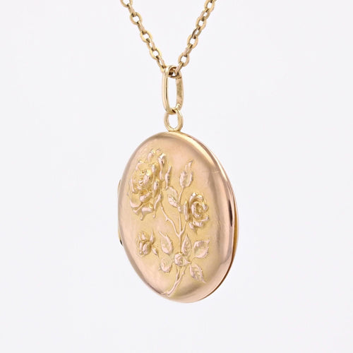 Pendentif Médaillon en or ancien à la rose 58 Facettes 24-372