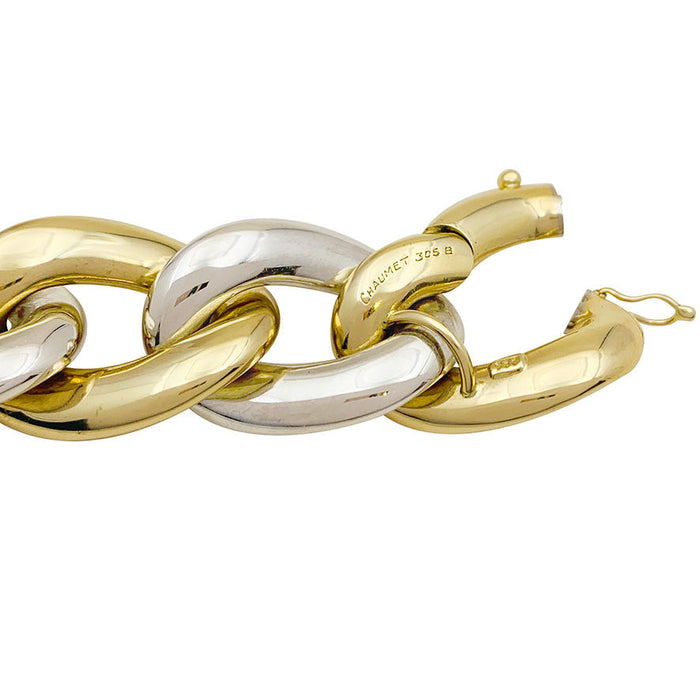 Bracelet Chaumet, large links in two tones of gold.