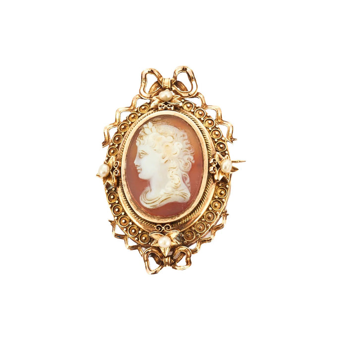 Brooch - cameo pendant on gold agate