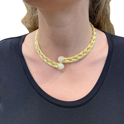 Collier Collier vintage or jaune et diamants. 58 Facettes 32327