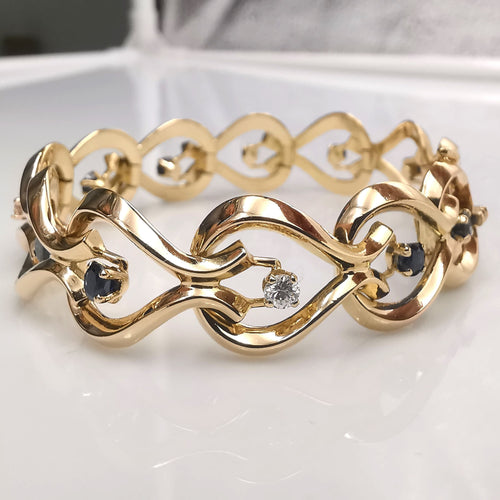 Bracelet Bracelet or jaune diamants et saphirs 58 Facettes