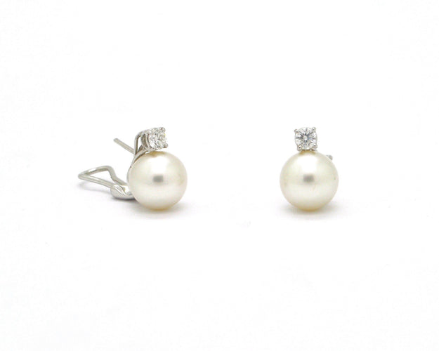 Boucles d'oreilles Boucles d'oreilles avec perles australiennes et diamants 58 Facettes