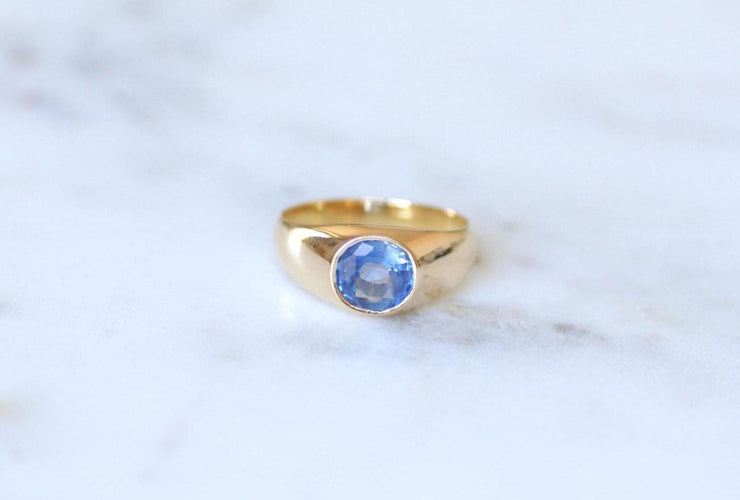 Bague 56 Bague Jonc Saphir de Ceylan 1,30 Cts sur Or Jaune 58 Facettes