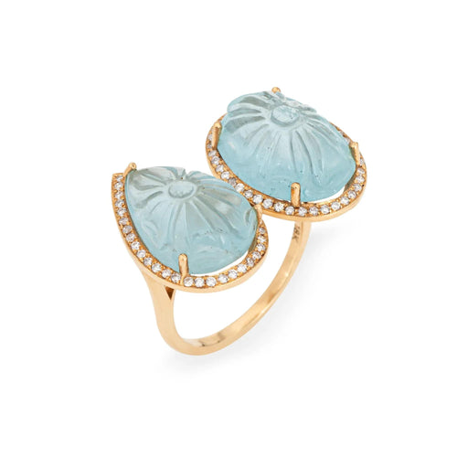 Bague carved aquamarine Ring diamond 58 Facettes G13529