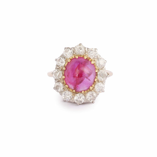 Bague 50 Bague Rubis Birman Non Chauffé 3.63 Carats Diamants Platine Or Jaune (Certificat) 58 Facettes BRU56