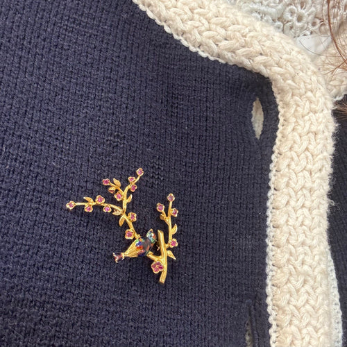 Broche Broche oiseau dans un cerisier 58 Facettes REF2503-270