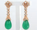 Boucles d'oreilles Boucles d'oreilles en or rose avec calcédoine verte et diamants taille simple 58 Facettes