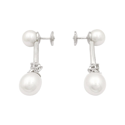 Boucles d'oreilles Boucles d'oreilles perles, diamants, platine, or blanc. 58 Facettes 33846
