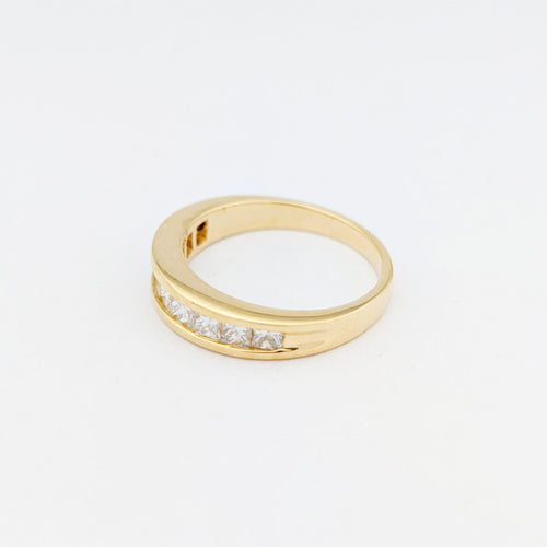 Bague 53 Demi - alliance or jaune et diamants 58 Facettes 32182