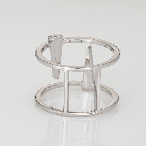 Bague 57 Bague Glaçon Diamant Taille 5,75 Or Blanc 18 carats Bijoux Abstraits Fins Estate 58 Facettes G13620