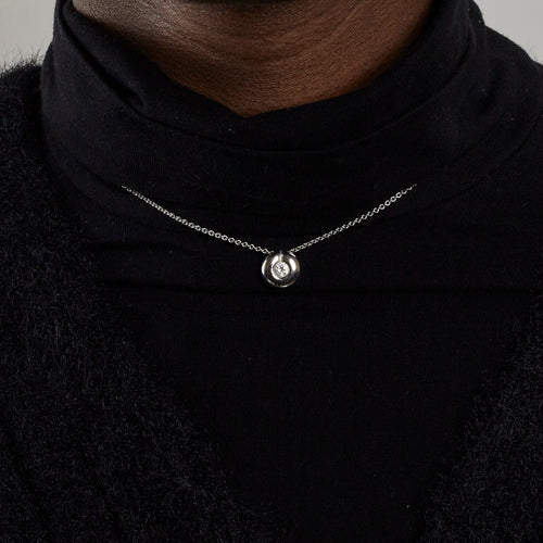 Collier Chaine et pendentif diamant or blanc 18K 58 Facettes