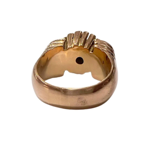 Bague 54 Bague au design rétro des années 1940-1945 en or 18 kt et platine avec diamants 58 Facettes CH38