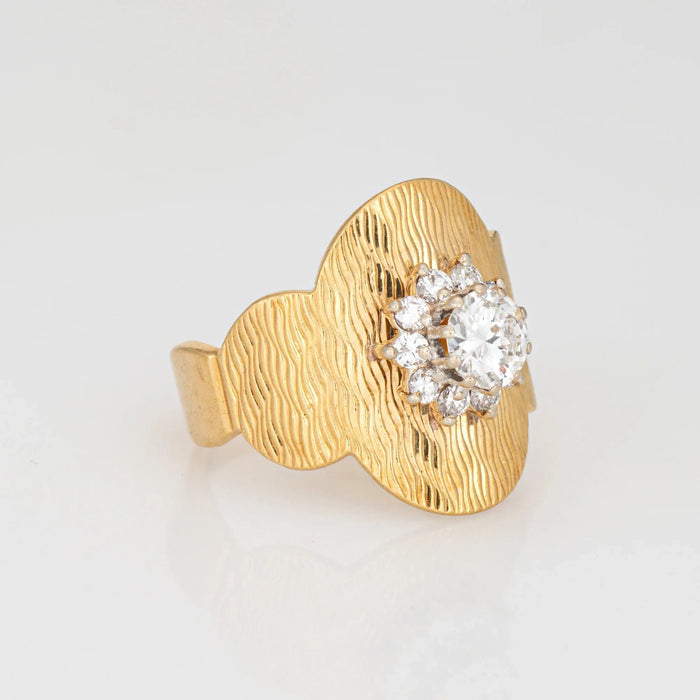 Bague 52 Bague en or jaune avec cigare et grappe de diamants 58 Facettes G13593