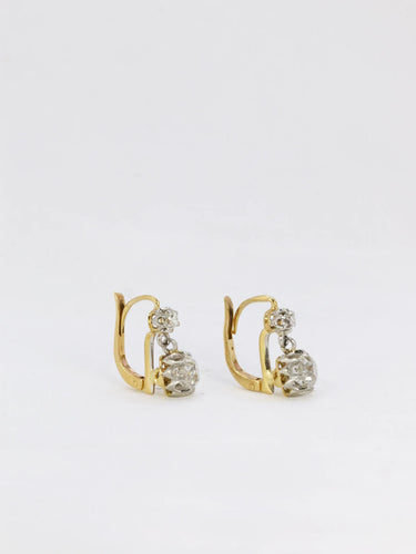 Boucles d'oreilles Dormeuses or diamants taille ancienne 2,4 ct 58 Facettes J267