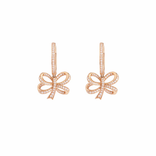 Boucles d'oreilles Boucles d’Oreilles Dormeuses Nœuds Diamants Or Rose 58 Facettes BO203
