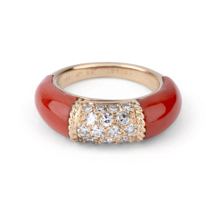 Bague 50 Van Cleef & Arpels - Bague Philippine Corail Or Jaune et Diamants 58 Facettes 1