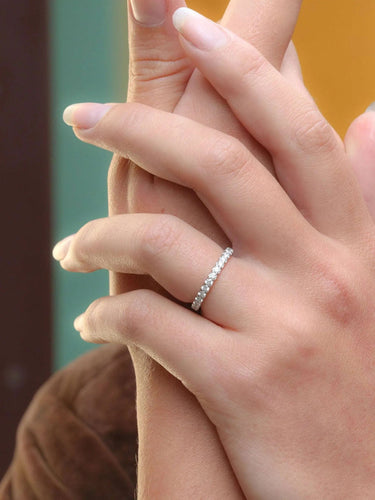 Bague 48.5 Alliance américaine or blanc diamants 0,9 ct 58 Facettes J62