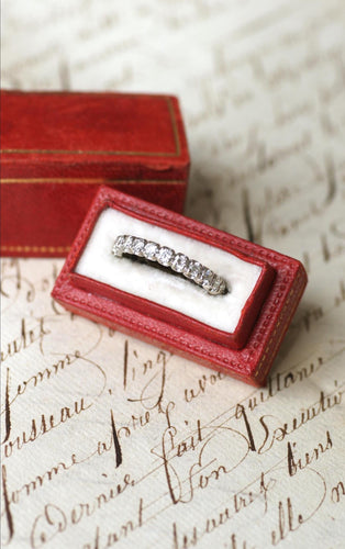 Bague 51.5 Alliance Tour Complet or blanc, diamants 1,00 Ct 58 Facettes