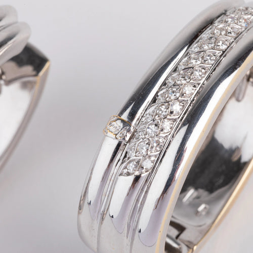 Boucles d'oreilles Créoles en diamants sur or gris 58 Facettes 0