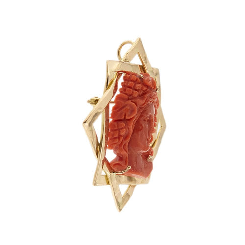 Pendentif Broche pendentif en or rose avec corail 58 Facettes 35138