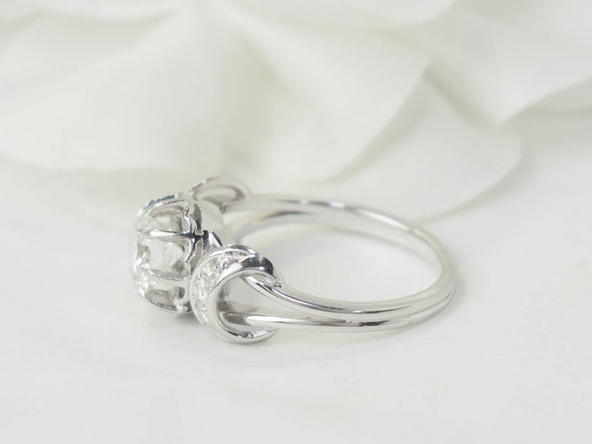 Pierścionek Pierścionek z jednym kamieniem z białego złota Platyna i diamentem 1,20ct 