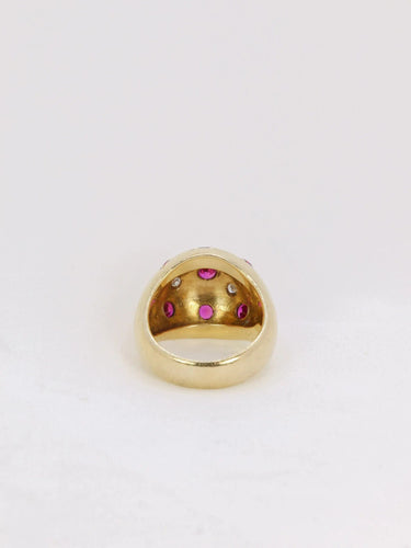 Bague Bague boule vintage en or jaune, rubis et diamants 58 Facettes J134