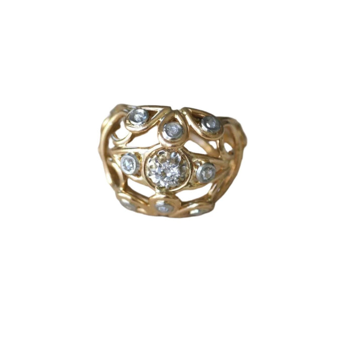 Anillo de bola de cóctel de alambre de oro rosa Riamants