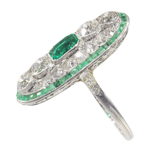 Bague 53 Héritage de Déco : Bague en platine avec émeraude colombienne éclatante 58 Facettes 22298-0053
